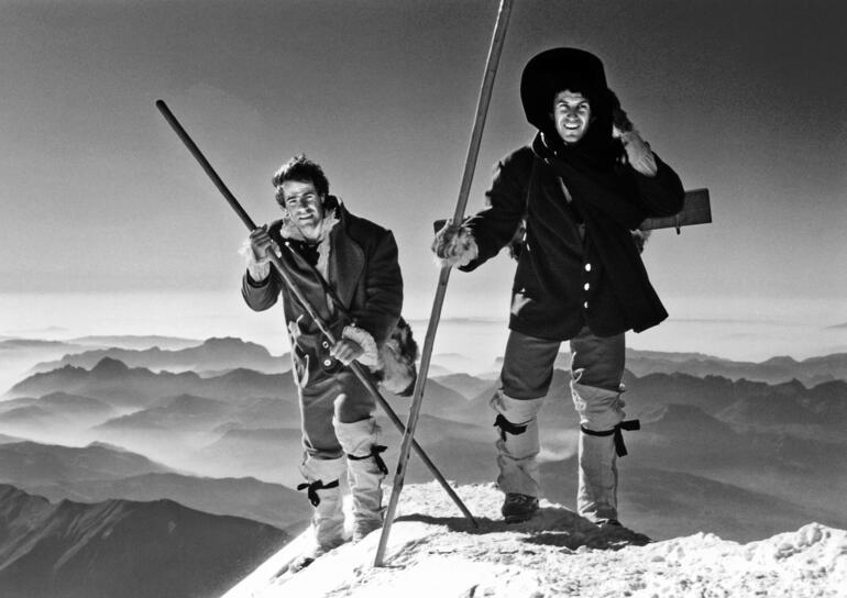 J. Mottin et J. Cuenot au sommet du mont Blanc 1986